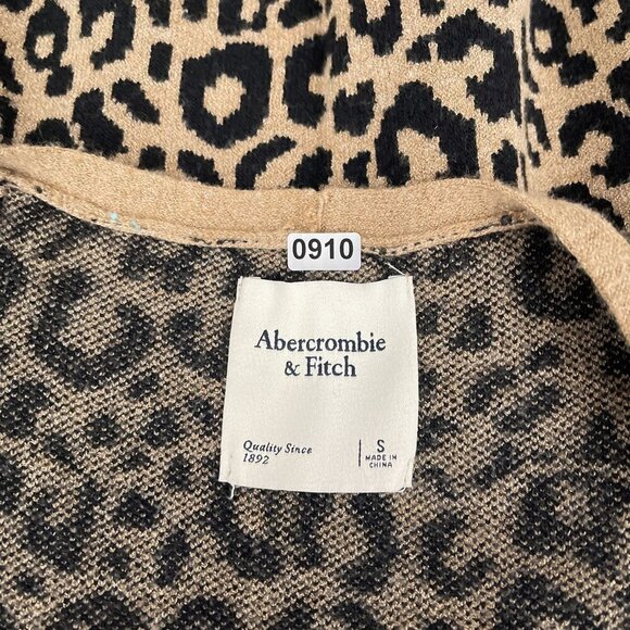 Abercrombie & Fitch Puff Sleeve Soft Knit Deep V-Neck Crop Leopard Sweater Small - Picture 4 of 11